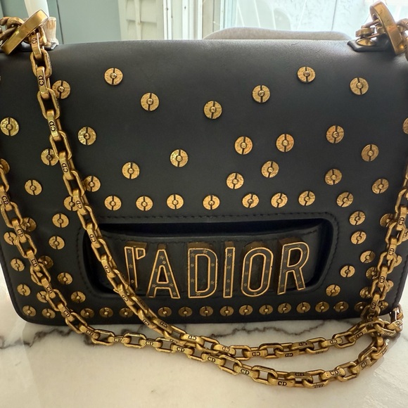 J'Adior Black and Gold Studded Chain Bag - Picture 1 of 12